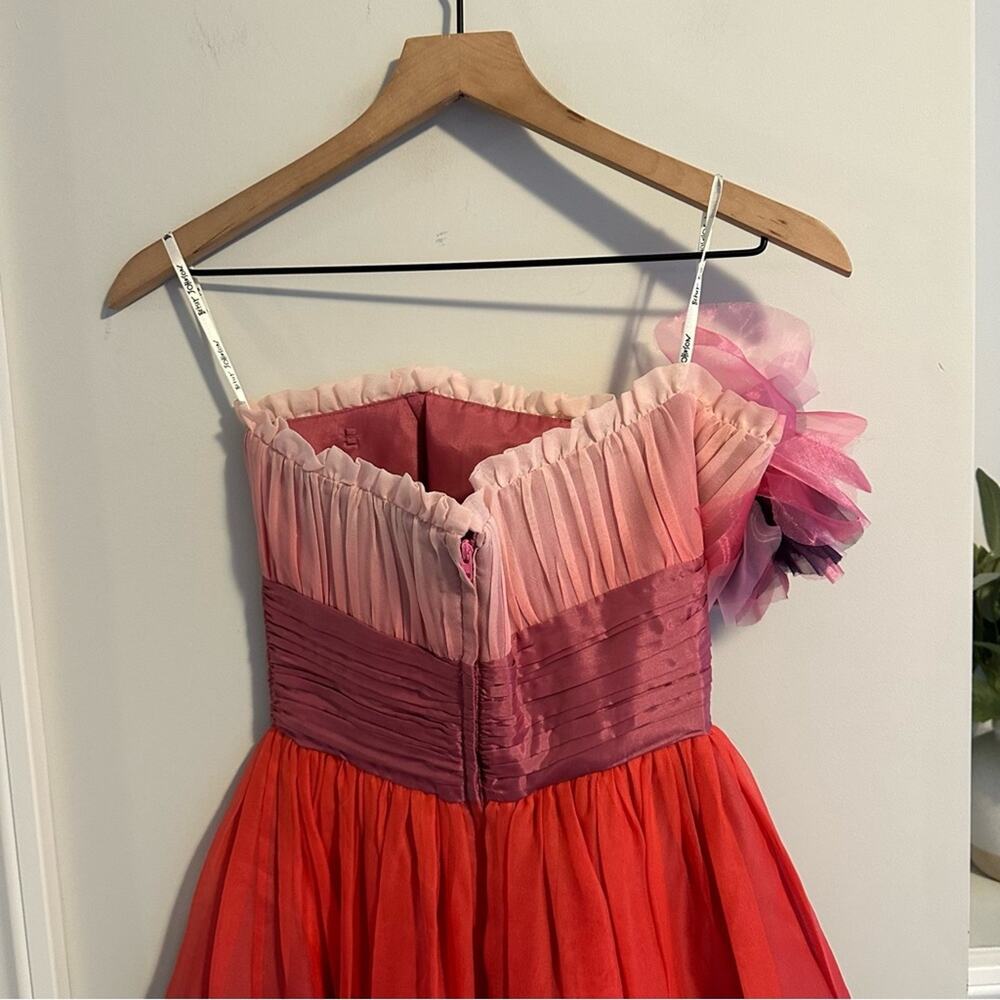 NWT Betsey Johnson Pink Ombré Tulle Floral Strapless Mini Dress 4 - Picture 6 of 12